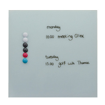 Tableau magnétique en verre Blanc, 35x35 cm